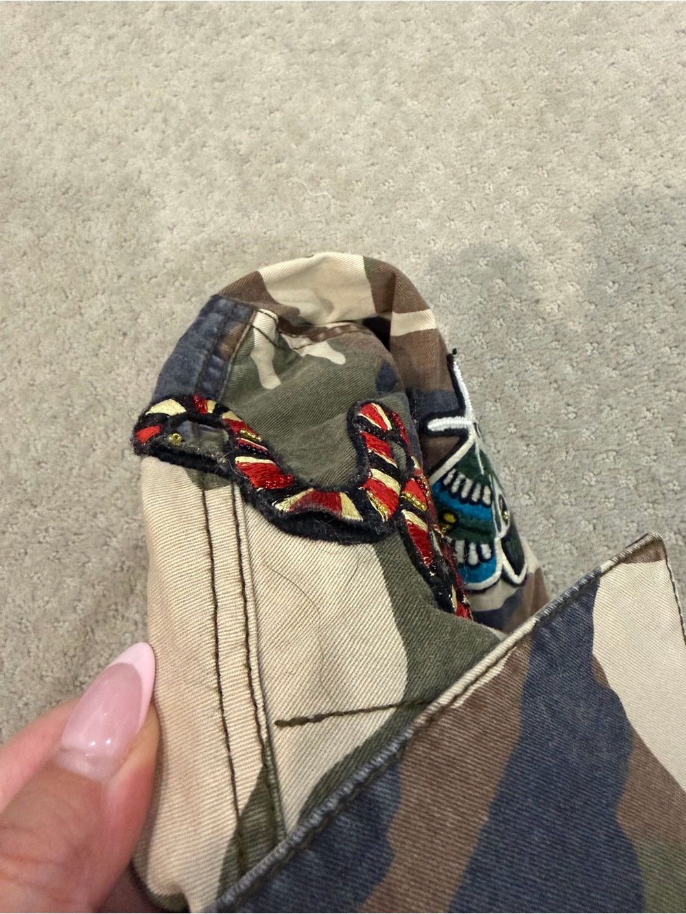 cinq a sept Camo Utility Jacket with Embroidered Patches - Picture 5 of 6